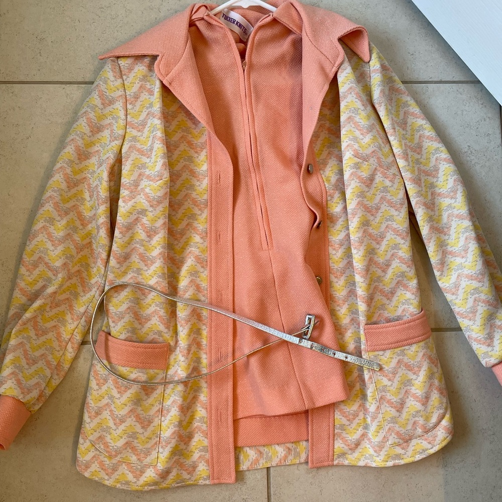 Vintage Tucker Knits Retro sixties seventies Disco 4 piece suit set